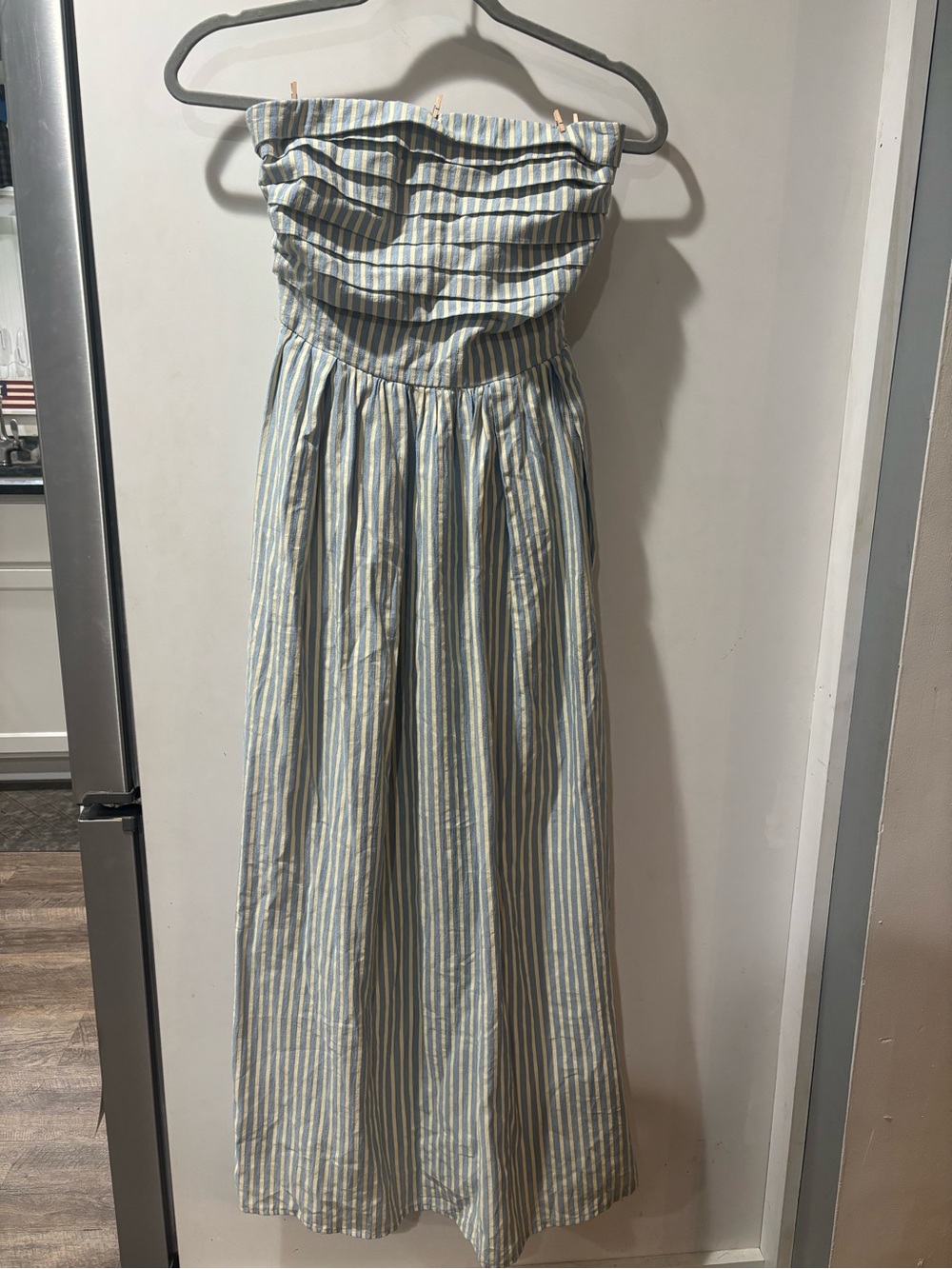 By Together Striped Strapless Tube Maxi Dress in Blue and Cream - Picture 3 of 12